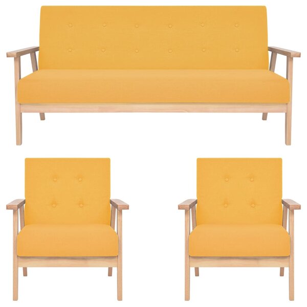 vidaXL Ensemble de canapés 3 Pièces Tissu Jaune