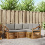 vidaXL Ensemble de canapés d'extérieur 4 pc Gris Naturel et Clair