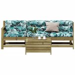 vidaXL Salon de jardin 4 Pièces avec coussins bois de pin imprégné