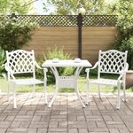 Ensemble Bistro de Jardin 3 Pièces vidaXL en Aluminium Blanc