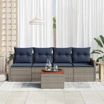 vidaXL Ensemble de canapé de jardin avec coussin 5 Pièces Gris polyrotin