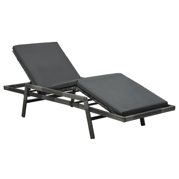 vidaXL Chaise longue avec coussin Résine tressée Gris