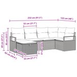 Ensemble de canapé de jardin 6 pièces avec coussins en poly rattan beige