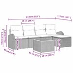 vidaXL Ensemble de canapé de jardin avec coussin 6 Pièces Noir Poly rotin