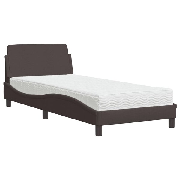 vidaXL Lit avec matelas marron foncé 90x190 cm tissu
