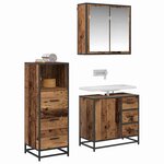vidaXL Ensemble de mobilier de salle de bain 3 Pièces Bois Ancien