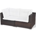 vidaXL Salon de jardin 5 Pièces avec coussins résine tressée marron