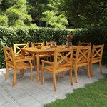vidaXL Ensemble à manger de jardin 9 Pièces Bois d'acacia solide