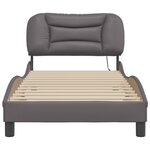 vidaXL Cadre de lit avec lumières LED gris 90x200 cm similicuir