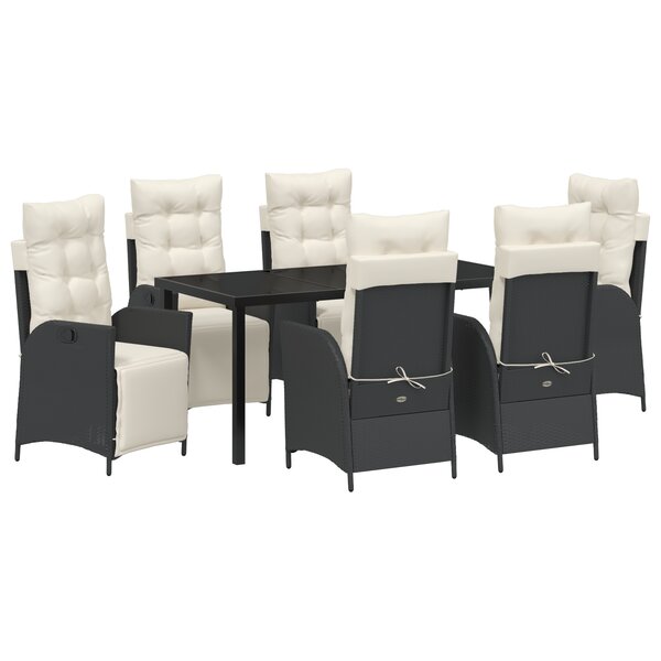 vidaXL Ensemble de jardin de 7 pièces en poly rattan noir