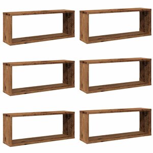 vidaXL Étagères murales cube 6 Pièces vieux bois 60x15x23 cm