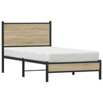vidaXL Cadre de lit en métal sans matelas chêne sonoma 75x190 cm