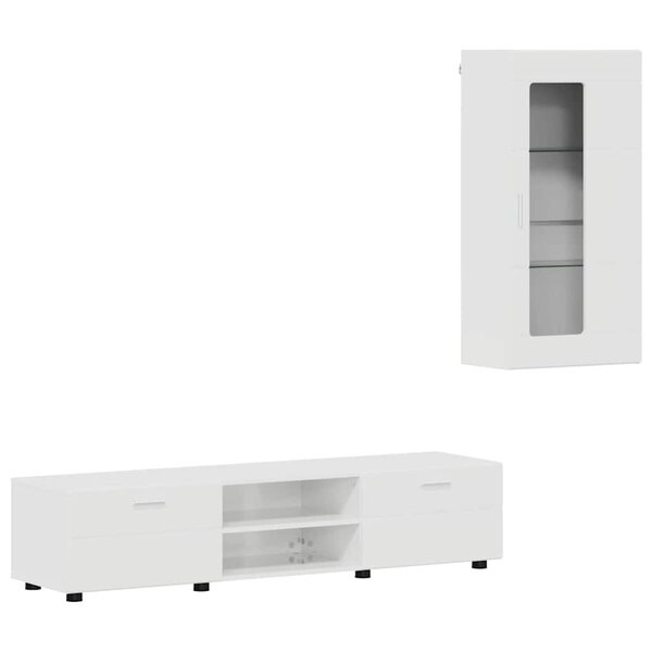 vidaXL Ensemble meuble TV FLORIN Blanc brillant Bois d'ingénierie
