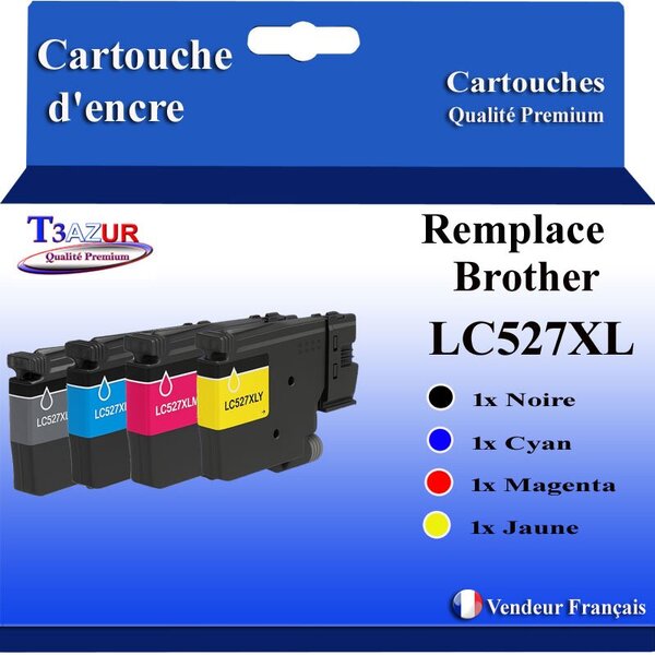 T3AZUR - 4x Toners compatibles avec Brother MFC-J6960DW  MFC-J6975DW  MFC-J6977DW remplace Brother LC527 XL