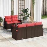 vidaXL Ensemble de Canapés avec coussin 6 Pièces Marron Polyester