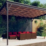vidaXL Salon de jardin 10 Pièces avec coussins marron résine tressée