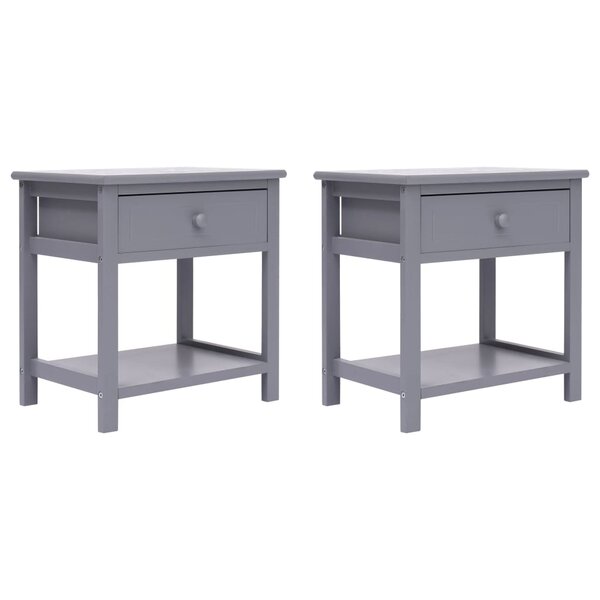 vidaXL Tables de chevet 2 Pièces Gris 40x29x42 cm Bois de Paulownia