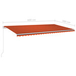 vidaXL Auvent automatique sur pied 600x300 cm Orange/marron