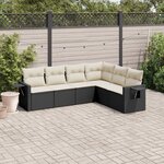 vidaXL Salon de jardin 6 Pièces avec coussins noir résine tressée