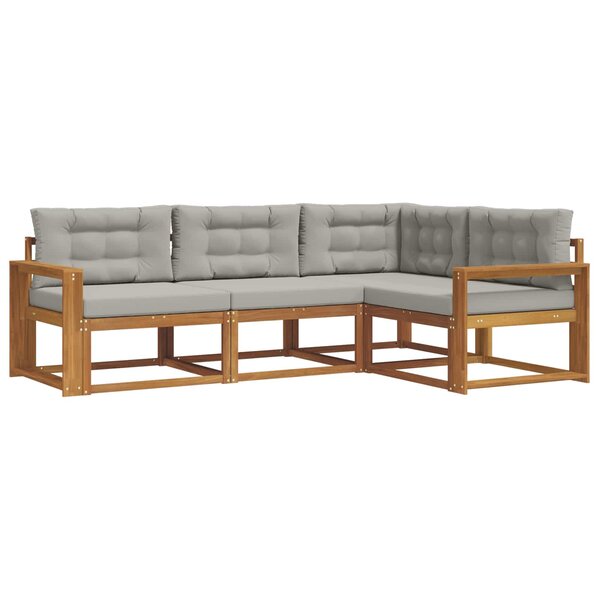 vidaXL Ensemble de canapés d'extérieur 4 pc Gris Naturel et Clair