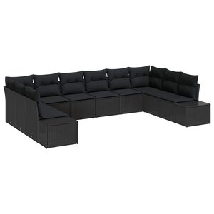 vidaXL Ensemble de canapé de jardin 10 Pièces Noir 344 x 209 x 85 cm