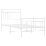 vidaXL Cadre de lit métal sans matelas avec pied de lit blanc 90x200cm