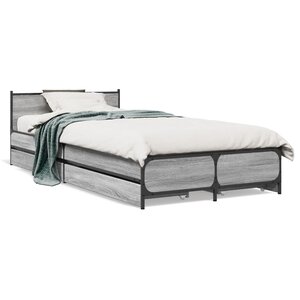 vidaXL Cadre de lit avec tiroirs sans matelas sonoma gris 100x200 cm