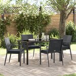 vidaXL Ensemble de salle à manger jardin 5 pièces avec coussins en poly rattan noir
