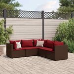 vidaXL Salon de jardin 5 Pièces avec coussins Marron Résine tressée