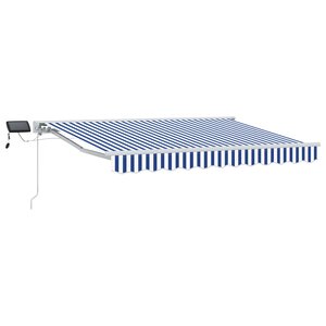 vidaXL Cadre de store manuel avec LEDs Bleu et Blanc 3 x 2 5 m