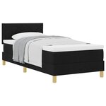 vidaXL Lit à ressorts avec coussin Noir 90 x 190 cm tissu