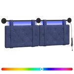 vidaXL Tête de lit suspendue Avec lumière LED Bleu police Velours