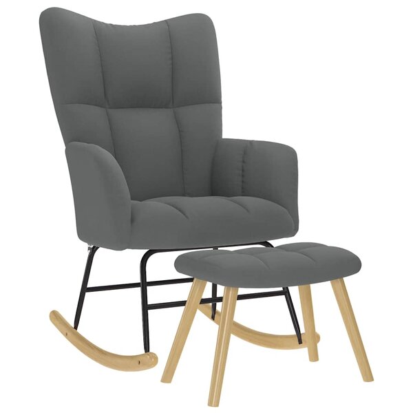 vidaXL Chaise à bascule avec repose-pied Gris foncé Tissu