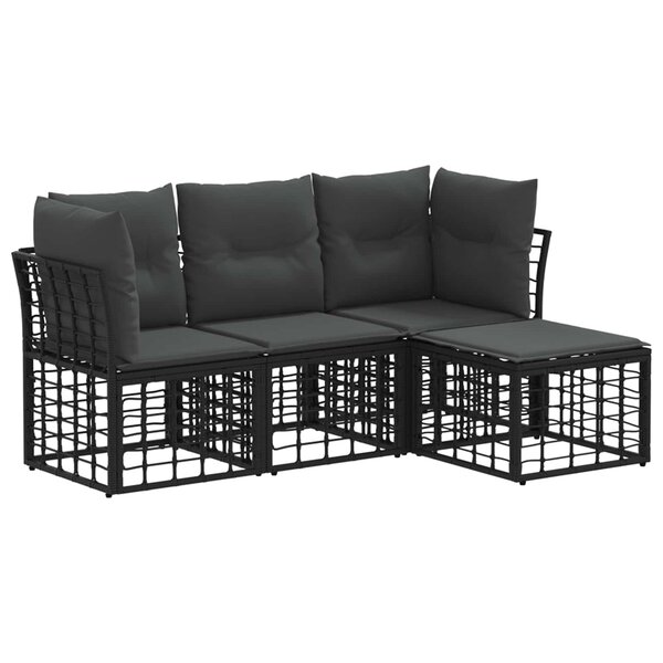 vidaXL Ensemble de canapés d'extérieur Noir Polyester