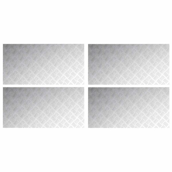 vidaXL Plaques à damier 4 Pièces Argent 100 x 50 cm Aluminium