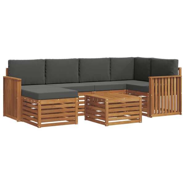 vidaXL Ensemble de canapés d'extérieur 7 pc Naturel et Anthracite