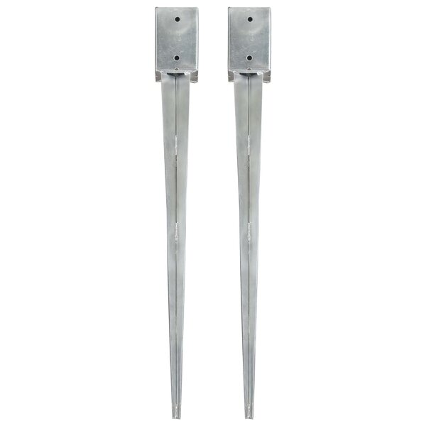 vidaXL Piquets au sol 2 Pièces Argenté 9x9x90 cm Acier galvanisé