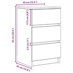 vidaXL Table de chevet avec 3 tiroirs vieux bois 39x35x65 cm