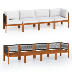 vidaXL Canapé de jardin 4 places avec coussin en bois d'acacia et corde