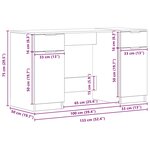 vidaXL Bureau Chêne noir 133 x 50 x 75 cm Bois d'ingénierie