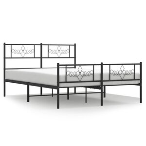 vidaXL Cadre de lit métal sans matelas avec pied de lit noir 160x200cm