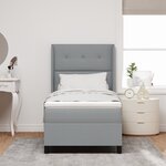 Lit coffre vidaXL avec matelas et lumière LED gris clair 80x200 cm en tissu