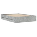 vidaXL Cadre de lit avec tiroirs sans matelas gris béton 120x190 cm