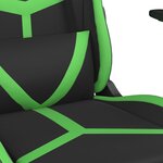 vidaXL Chaise de jeu avec repose-pied Noir et vert Similicuir
