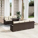 vidaXL Ensemble de canapé de jardin 8 Pièces Marron Poly rotin
