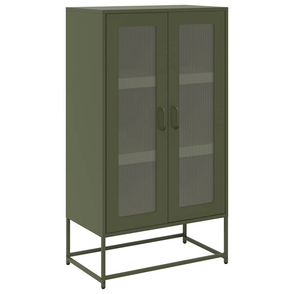 vidaXL Buffet haut vert olive 68x39x123 cm acier