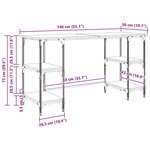 vidaXL Bureau Chêne noir 140 x 50 x 75 cm Bois d'ingénierie