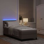 vidaXL Lit à ressorts avec matelas avec LED Taupe 80 x 200 cm tissu