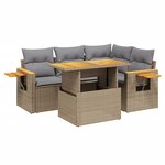 vidaXL Salon de jardin avec coussins 5 Pièces beige résine tressée