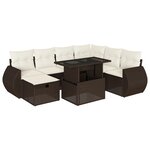 vidaXL Salon de jardin 8 Pièces avec coussins marron résine tressée